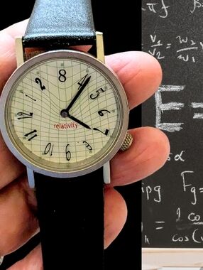 Vintage Einstein's theory of relativity watch with leather strap